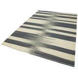 177x276 cm Degrade Kilim Bej Çizgili Yün El Dokuma Modern Geometrik Etnik Eskitme Desenli Boho Oturma Odası Salon Yolluk Koridor Mutfak Halısı