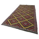 178x358 cm Geometrik Kilim Turuncu Geometrik Yün El Dokuma Modern Geometrik Etnik Eskitme Desenli Boho Oturma Odası Salon Yolluk Koridor Mutfak Halısı