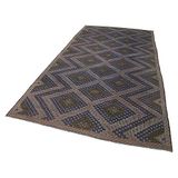 178x369 cm Geometrik Kilim Kahverengi Geometrik Yün El Dokuma Modern Geometrik Etnik Eskitme Desenli Boho Oturma Odası Salon Yolluk Koridor Mutfak Halısı