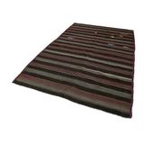 179x286 cm Çizgili Kilim Kahverengi Çizgili Yün El Dokuma Modern Geometrik Etnik Eskitme Desenli Boho Oturma Odası Salon Yolluk Koridor Mutfak Halısı