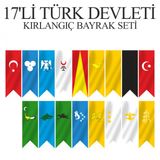 17'li Türk Devletleri Kırlangıç Bayrak Seti 50x150