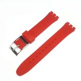 17Mm Swatch Uyumlu Chrono Model Slikon Saat Kordonu - Kırmızı
