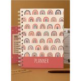 17X24 cm Stickerlı Süresiz Planlama Defteri – Sert Kapaklı Haftalık Günlük Ajanda, Organizer - Pembe