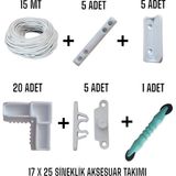 17X25 Sineklik Aksesuar Takımı (Büyük Paket )– Kolay Montaj, Dayanıklı Malzeme - Beyaz