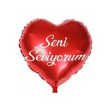 18 '' 45 Cm Seni Seviyorum Baskılı Kırmızı Kalp Folyo Balon (1 Adet)