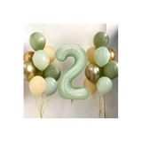 18 Adet Avokado Yeşil Lateks Balonlar 32 Inç Retro Yeşil Numarası Foly, 2