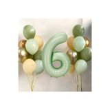 18 Adet Avokado Yeşil Lateks Balonlar 32 Inç Retro Yeşil Numarası Foly, 6