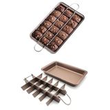 18 Bolmeli Brownie Kek Kalibi Paslanmaz Celik Yanmaz Yapismaz Kek Kalibi Firin Tepsisi