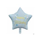 18 Inc Yildiz Happy Birthday Mavi Folyo Balon