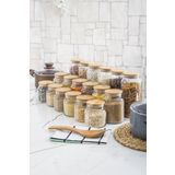 18 Li Set Bambu Kapaklı Cam Kavanoz & Erzak Saklama Kabı 6 X ( 1.3 Lt 0.80 Lt 0.50 Lt ( Vakum Kapak )