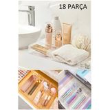 18 Parça Banyo Mutfak Çekmece Içi Düzenleyici Lv 216 (X3) Set Takı Makyaj Kutusu Kalemlik Kaşıklık