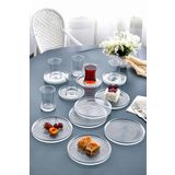 18 Parça Çay Seti Takımı - Pasta Tabağı, Çay Bardağı, Çay Tabağı - Sade Modern Kahvaltı Takımı Seti
