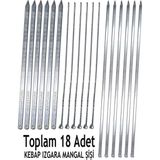 18 Parça Farklı Boyut ve Özelliklerde Barbekü Mangal Şiş Set, 6 Adana+6 Şiş Kebap+6 Tavuk Kanat Şiş - 001 - Beyaz - 0,5 ml