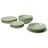 18 Parca Frgklar Yemek Takimi Meridyendukkan Mat Acik Yesil Renk Stoneware Set