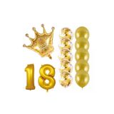 18 Yaş Kral Taçlı Gold Konfetili Şeffaf Balon Seti