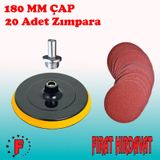 180 MM Cırt Zımpara Tabanı-matkap Aparatı ve 20 Adet Zımpara İle