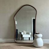 180 x 110 cm Asimetrik Doğal Ahşap Çerçeveli Dekoratif Boy Aynası - Özel Tasarım