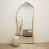 180 x 80 cm Asimetrik Doğal Ahşap Çerçeveli Dekoratif Boy Aynası - Özel Tasarım