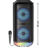 1800 Mah 6,5x2 Mikrofonlu LED Işıklı Bluetooth Hoparlör Bts-95 - Çok Renkli