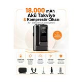 18000mah Akü Takviye Ve Kompresör 4 Ü 1 Arada Taşınabilir Araç Marş Basma Cihazı