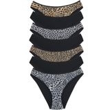 18001-6 Kadın 7'li Leo In Love Bikini Külot Paketi, V10- Pars,S.Pars,Leopar,S.Leopar,Siyah, M
