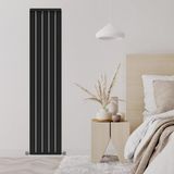 1800X392MM Armoni Dikey Alüminyum Radyatör Silk Patern Black (Pütürlü Siyah) - Mat Siyah