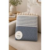 180x230 Cm Pamuklu Hasır Dokuma Koltuk Örtüsü Kaymaz Şal Örtü Çekyat Kanepe Koruyucu Premium Seri Indigo