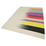 180x262 cm Degrade Kilim Bej Çizgili Yün El Dokuma Modern Geometrik Etnik Eskitme Desenli Boho Oturma Odası Salon Yolluk Koridor Mutfak Halısı