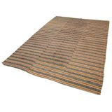 180x265 cm Çizgili Kilim Kahverengi Çizgili Yün El Dokuma Modern Geometrik Etnik Eskitme Desenli Boho Oturma Odası Salon Yolluk Koridor Mutfak Halısı