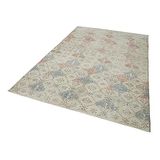 180x280 cm Kareli Kilim Bej Kareli Yün El Dokuma Modern Geometrik Etnik Eskitme Desenli Boho Oturma Odası Salon Yolluk Koridor Mutfak Halısı