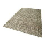 180x282 cm Kareli Kilim Kahverengi Kareli Yün El Dokuma Modern Geometrik Etnik Eskitme Desenli Boho Oturma Odası Salon Yolluk Koridor Mutfak Halısı