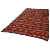 180x321 cm Çizgili Kilim Beyaz Çizgili Yün El Dokuma Modern Geometrik Etnik Eskitme Desenli Boho Oturma Odası Salon Yolluk Koridor Mutfak Halısı
