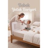 180x65 180 Derece Katlanabilir Bebek Yatak Bariyeri Güvenlik Korkuluğu (Beyaz)