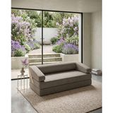 180X90 cm Yatak Olabilen Modüler Sünger Koltuk | Hareketli Sırt Dayamalı | Çıkarılabilir & Yıkanabilir Kılıf | Fitilli Kadife - Bej