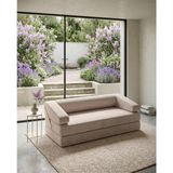 180X90 cm Yatak Olabilen Modüler Sünger Koltuk | Hareketli Sırt Dayamalı | Çıkarılabilir & Yıkanabilir Kılıf | Fitilli Kadife - Krem
