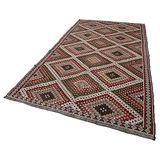 181x343 cm Geometrik Kilim Kırmızı Geometrik Yün El Dokuma Modern Geometrik Etnik Eskitme Desenli Boho Oturma Odası Salon Yolluk Koridor Mutfak Halısı