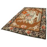 182x313 cm Moldovya Çiçekli Kahverengi Çiçekli Pamuk; Bohem Yün Pamuk El Yapımı El Örgüsü Vintage Türk Kilimi Oturma Odası Yatak Odası Kreş Koridor İç Mekan için