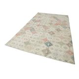 182x314 cm Kareli Kilim Bej Kareli Yün El Dokuma Modern Geometrik Etnik Eskitme Desenli Boho Oturma Odası Salon Yolluk Koridor Mutfak Halısı