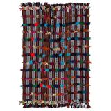 183x280 cm Kavala Kırmızı Tribal Yün El Dokuma Modern Geometrik Etnik Eskitme Desenli Boho Oturma Odası Salon Yolluk Koridor Mutfak Halısı