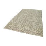 184x306 cm Kareli Kilim Bej Kareli Yün El Dokuma Modern Geometrik Etnik Eskitme Desenli Boho Oturma Odası Salon Yolluk Koridor Mutfak Halısı