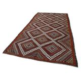 184x345 cm Geometrik Kilim Beyaz Geometrik Yün El Dokuma Modern Geometrik Etnik Eskitme Desenli Boho Oturma Odası Salon Yolluk Koridor Mutfak Halısı