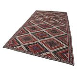 184x356 cm Geometrik Kilim Kırmızı Geometrik Yün El Dokuma Modern Geometrik Etnik Eskitme Desenli Boho Oturma Odası Salon Yolluk Koridor Mutfak Halısı