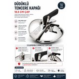 18,5 Cm Düdüklü Tencere Kapağı Paslanmaz Çelik 3 Emniyetli Gümüş
