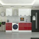 185 Cm Mutfak Dolabı Kırmızı Mdf Kapak Tezgah Dahil Yrkn185 101