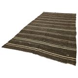 185x354 cm Çizgili Kilim Kahverengi Çizgili Yün El Dokuma Modern Geometrik Etnik Eskitme Desenli Boho Oturma Odası Salon Yolluk Koridor Mutfak Halısı