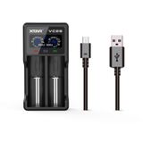 18650 Akü Şarj Cihazı UK XTAR VC2S 18650 Pil Şarj Cihazı VC2 2019 Yükseltme LCD Ekran Powerbank Fonksiyonu 10440 14500 16340 18650 20700 22650 2650 26 2650 26 için 650 AAA. AA A