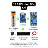 18650 Li-ıon Pil Güç Kiti 1s 2200mah Tp4056 Şarj + Mt3608 Boost/yükseltici Modül