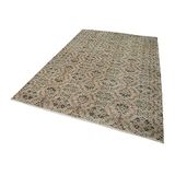 186x280 cm Kareli Kilim Bej Kareli Yün El Dokuma Modern Geometrik Etnik Eskitme Desenli Boho Oturma Odası Salon Yolluk Koridor Mutfak Halısı