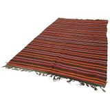 186x317 cm Çizgili Kilim Kırmızı Çizgili Yün El Dokuma Modern Geometrik Etnik Eskitme Desenli Boho Oturma Odası Salon Yolluk Koridor Mutfak Halısı