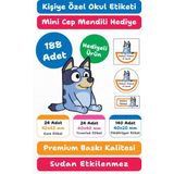 188 Adet Bluey Kişiye Özel Okul Etiketi Kalem Defter Kitap Isimlik Sticker Seti M29 - Beyaz